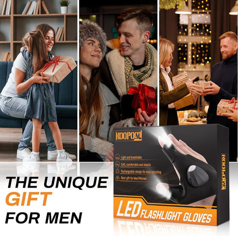 Father's Day Gifts for Dad Husband Boyfriend, 1st Father Day Gift Ideas from Kid Daughter Son Wife Finger Lights for Men, LED Light Gloves, Rechargeable Flashlight Glove