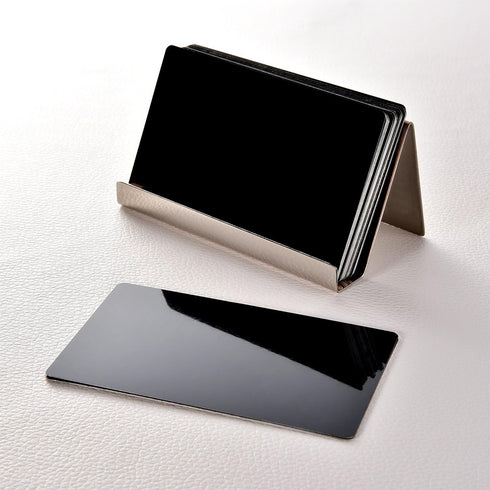 Maxdot 2 Pack Stainless Steel Business Card Holders, Desktop Credit Name Card Display Organizer, Rose Gold