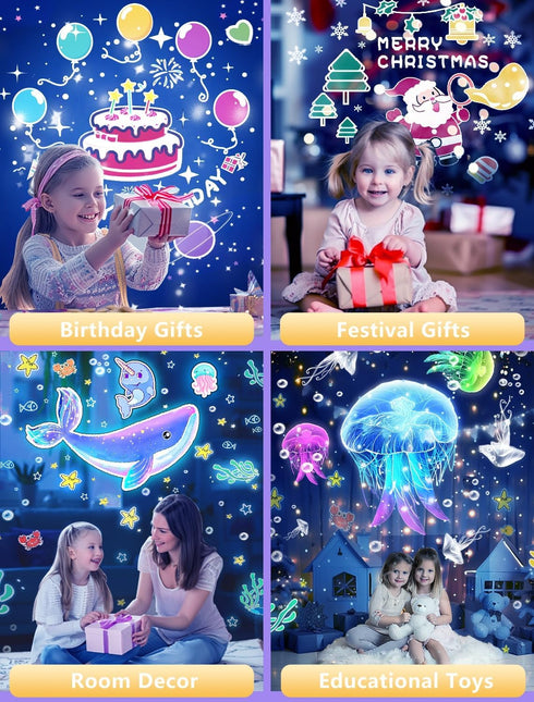 Eigther 21 Sets of Films, Projector Night Light for Kids Bedroom, Ceiling, Kids Night Light Projector, Remote Control
