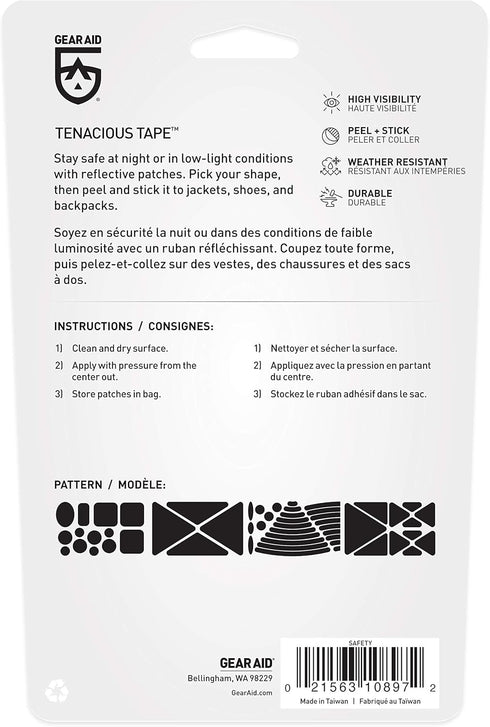 GEAR AID Tenacious Tape Reflective Patches - Safety for Jackets, Bike, Outdoor Gear, Silver, 3" x 20"