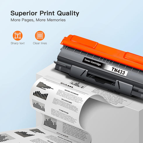E-Z Ink Compatible Toner Cartridge Replacement for Brother TN-433 TN433 (1 Pack, 1 Black) TN433bk TN431 Compatible with