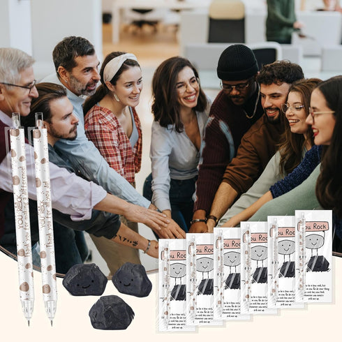 Sinload 36 Sets 0.7mm Inspirational You Rock Graduation Gifts Bulk Mechanical Pencil with Resin Smile Rock Stone Thank