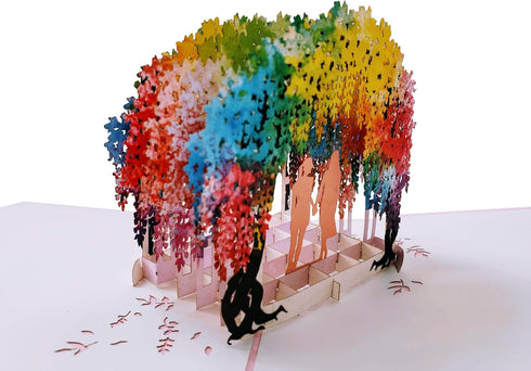 iGifts And Cards Lesbian Rainbow Wisteria Flower Tunnel 3D Pop Up Greeting Card for Wedding, Anniversary