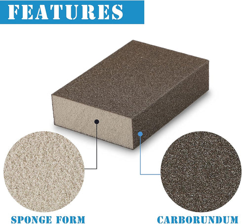Jamiikury 16Pcs 120 Grit Sanding Blocks, Fine Sanding Sponge Washable and Reusable, Wet Dry Sandpaper Sponge for Wood