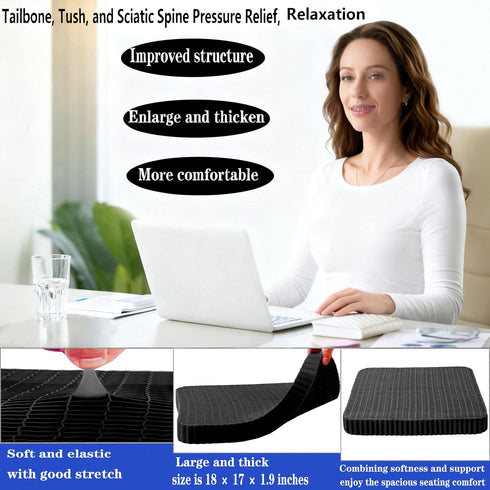 Auvivasital Tailbone Gel Seat Cushion for Long Sitting, Soft and Breathable, Thick Gel Seat Cushion for Back, Sciatica