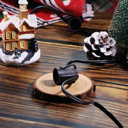 50FT C9 E17 12" C9 Set Light String Christmas Stringer, Light Sockets Spacing, Stringer Black Outdoor String Light