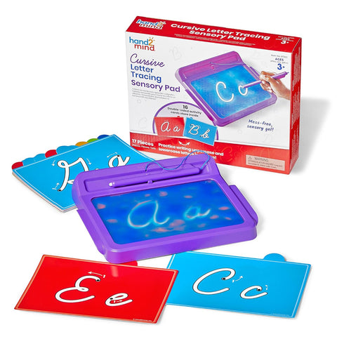 hand2mind Cursive Letter Tracing Sensory Pad, Reusable Handwriting Practice for Kids, Cursive