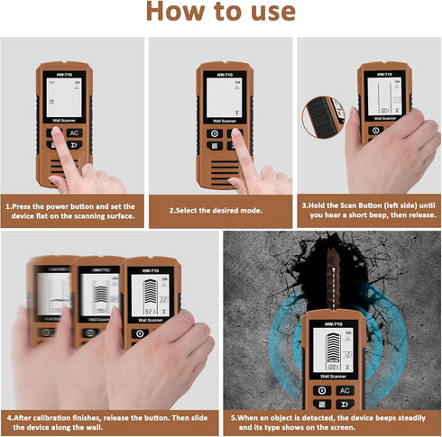 5 1 Stud Finder Wall Scanner, in Stud Detector with HD LCD Display, Stud Locator with Upgraded Smart Sensor Audio
