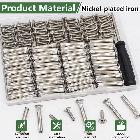 130PCS M4 (65Set) Furniture Joint Connector Bolt & Cap Nut Kit, Furniture Screw Bolts Cabinet Panel Connector Binding