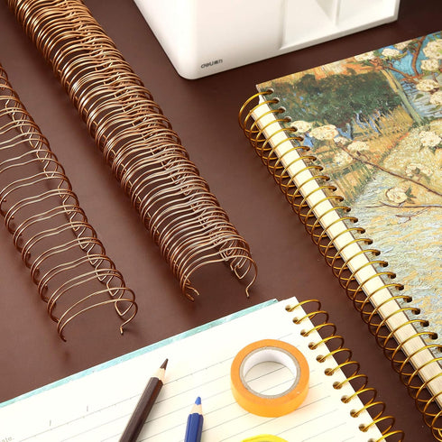 Zonon 6 Pieces Binding Wire, Twin Loop Spines, 1 Inch Cinch Diameter, 23 Holes for Document Notebook Making (Rose Gold)