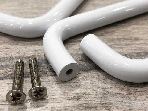 2Pcs 4.13" Arch Bow Cabinet Pull, Aluminum Closet Door Hardware Handle, Hole Dia.3.78"/96mm, White