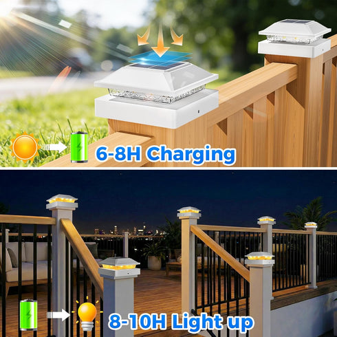 4x4 2 Pack, 2 16 4x4 Peasur Post Solar Lights Modes LED Solar Post Cap Light Waterproof, Deck Fence Post Solar Lights