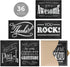 Retro Chalkboard Thank You Card Pack, 36 Greeting Cards with Brown Kraft Envelopes, Vintage Designs
