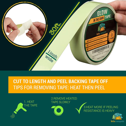 Glow in The Dark Tape – 30ft x 1inch – Premium Industrial Grade Luminous Glow Tape for Night and Outdoor Use