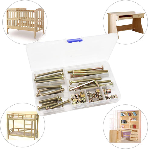 cSeao Simmons 25-Set M6x35mm/ 45mm/ 55mm/ 65mm/ 75mm Crib Parts Hardware Replacement Kit, Hex Socket Cap Bolts Barrel