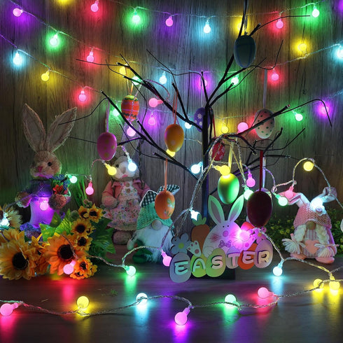 19.3ft 60 LYHOPE Easter Pastel Light, LED Globe Decoration Lights, Battery Powered Pastel String Lights for Easter