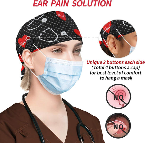 Adjustable Working Caps with Button & Sweatband - One Size Fits All
