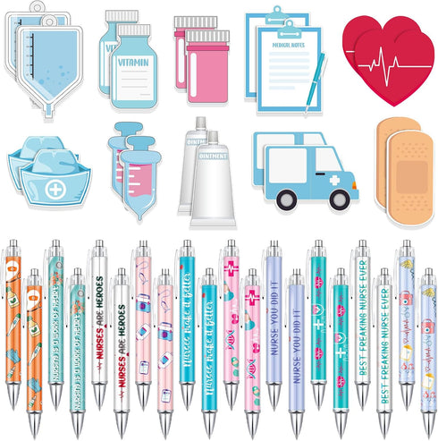 Ctosree 40 Pcs Mini Funny Nurse Sticky Notes with Ballpoint Pens for Nursing Student Essentials School Supplies