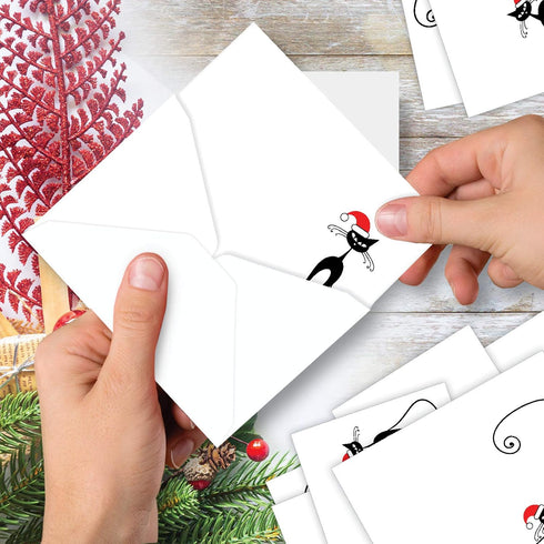 The Best Card Company Meowy Christmas Christmas Greeting Cards with Envelopes, Adult Cartoon Humor