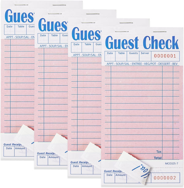 ZPARIK 4 Pack Pink Guest Checks Books for Servers Server Note Pads,