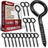 16pcs Screw Eyes, 2.56 Inch Black Eye Hooks Screw Self Tapping Eye for Heavy Duty Use in Indoor & Outdoor