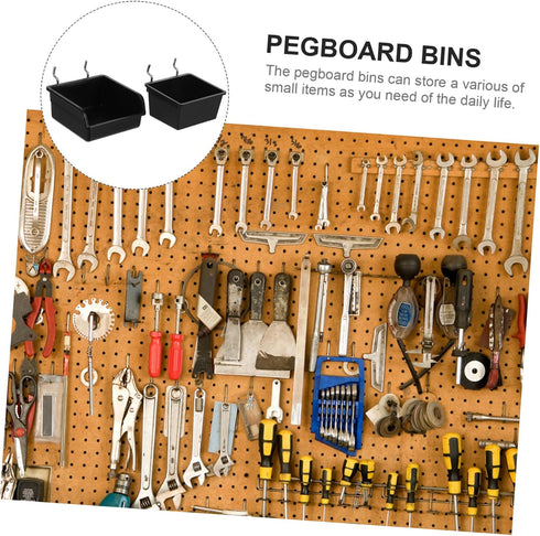 4pcs GLEAVI Pegboard Organizer Bins with Hooks Wall Mounted Tool Storage for Garage Workbench Screw and Accessory