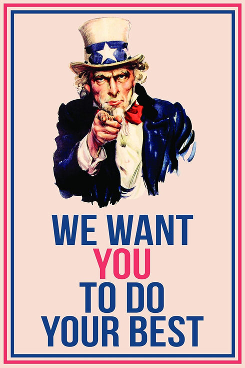 JSC376 Uncle Sam We Want You Classroom Poster, 18-Inches by 12-Inches, Premium 100lb Gloss Poster Paper