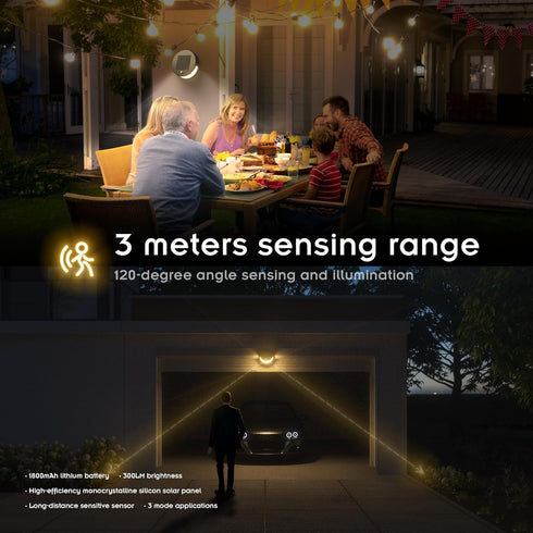 Mofkirg (2 Pack) 2025 3000K 1800mAh 300 Solar Light Outdoor, Waterproof, Model, Warm White, Lithium Battery, Lumens