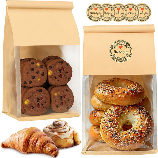 GOULIKFUL 50 PCS Bread Bags for Homemade Breads, 11x5.1x3.9 Inch Resealable Cookie Bags