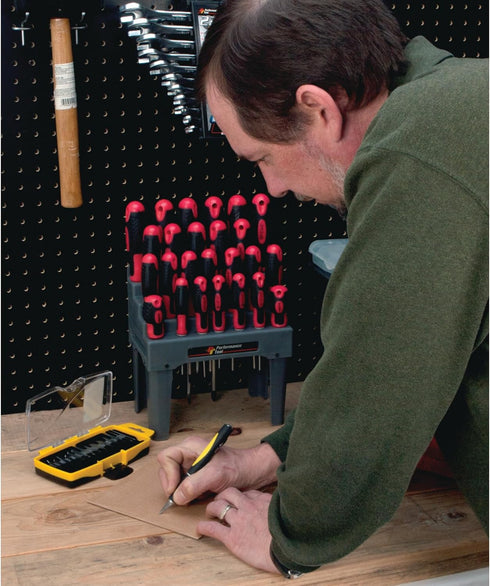 Performance Tool W9170 Precision Hobby Knife Set, 14 Blades with Comfortable Contoured Handle and Storage Case