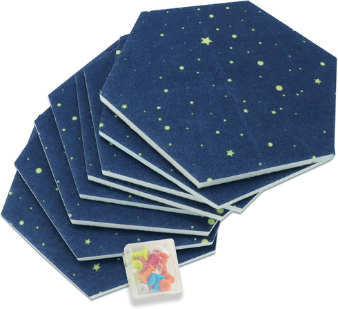 Hexagon Felt Board Tiles, Self Adhesive Wall Bulletin Boards with Push Pins for Home Office Classroom Decor