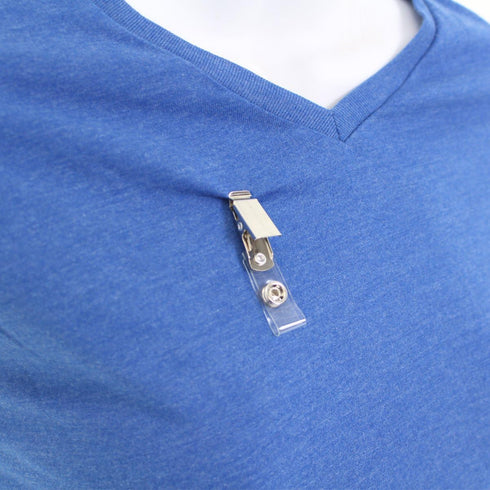 Bulk 25 Pack - Premium Clothing Friendly ID Badge Clips - Metal Alligator Swivel Card Clip & Clear Plastic Strap