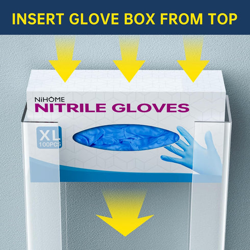 (3-Tier) NiHome Multi-Tier Clear Acrylic Wall Mount Glove Box Holder Tissue Box Dispenser for Kitchen, Bathroom