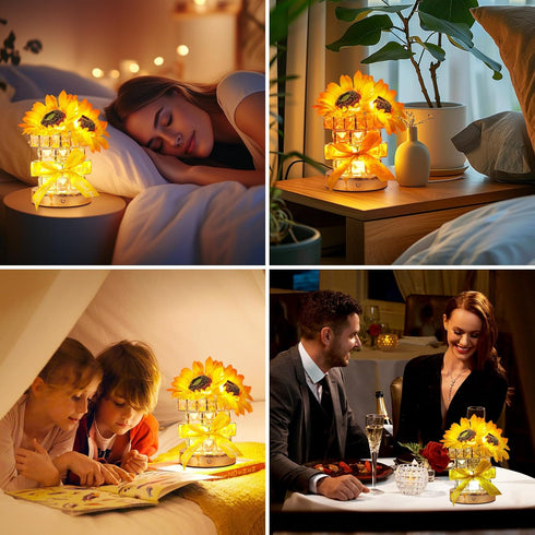 Sunflower Flower Table Lamp Gifts: Mothers Day Birthday Gifts for Women Mom Grandma Sister, Rechargeable Battery