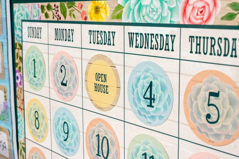 Teacher Created Resources Rustic Bloom Calendar Bulletin Board Set