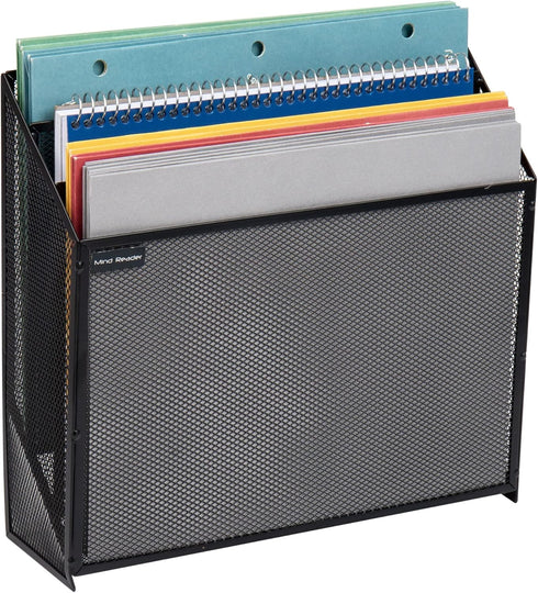 Mind Reader Vertical File Storage, Desktop Organizer Wall Mount, Metal Mesh for Office
