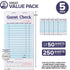 (5 Pack) 250 Stock Your Home Blue Guest Check Books for Servers Server Note Pads, Waiter Checkbook, Food Receipt Book