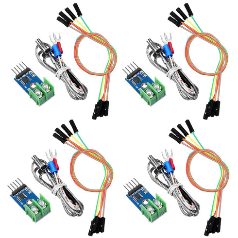 Weewooday 4 Sets Direct Current 3-5v Max6675 Thermocouple Module and K Type Temperature Sensor Set