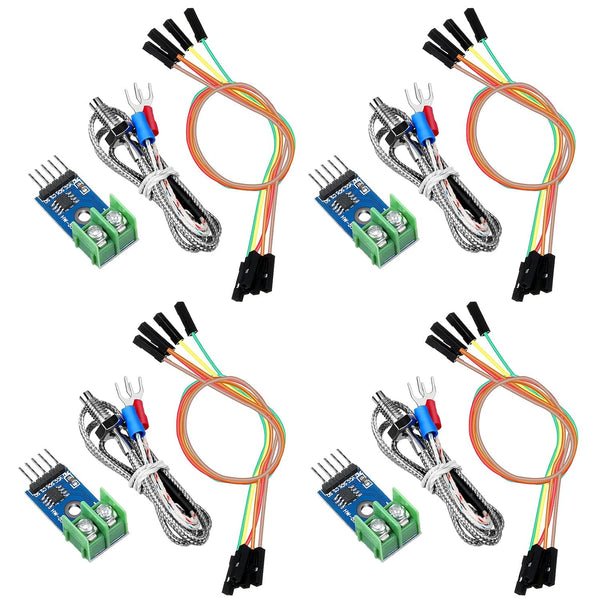 Weewooday 4 Sets Direct Current 3-5v Max6675 Thermocouple Module and K Type Temperature Sensor Set