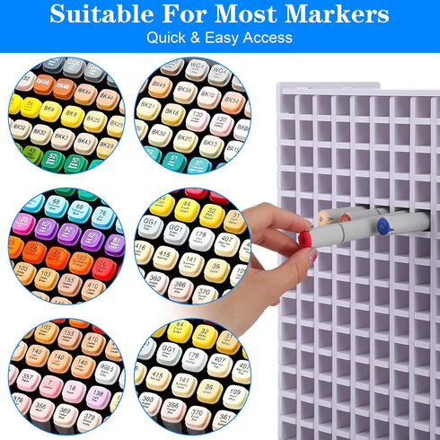 Xaajooio 180 Marker Organizer Holder for Markers, Art Supply Storage Rack with Adjustable Dividers, Desktop Pen Holder