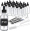 Nevlers 24 PK Clear Glass Dropper Bottle 2oz, Essential Oil Dropper Bottle with Droppers, Funnel, Brush, & Labels