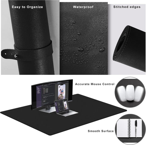 Cacoy PU Leather Desk Pad, 48"x31.5" Large Gaming Mouse Pad, Waterproof Writing Pad