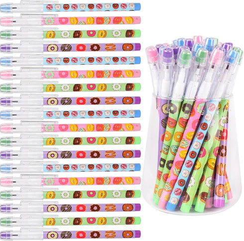 Kolewo4ever 48pcs HB Donuts Themed Translucent Pencil Fun Multipoint Pencils for Classroom Rewards, 4 Styles