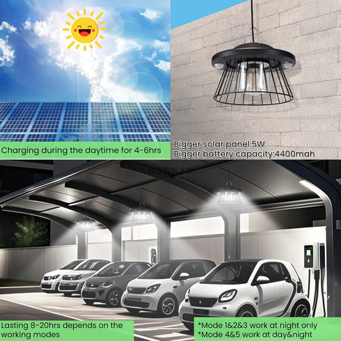 3000lm E27 Bulb,Cool White,5 HULPPRE Solar Light Indoor&Outdoor,Solar Shed Light Daytime or Night,Classic Metal