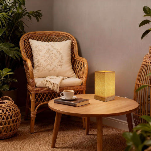 Dimmable LUSHARBOR Boho Bedside Table Lamp, Decorative Rattan Lamp Battery Operated, Small Nightstand Boho Lamp Accent
