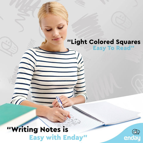Emraw Graph Paper Notebooks, Spiral Quad Ruled Grid Notebook, 100 Sheets, Assorted Colors, Pack of 4