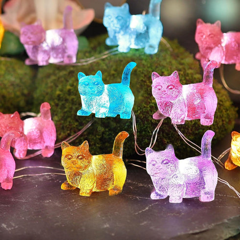 GardenDcor-14ft 40LED Outdoor Cat Solar Lights for Outside Waterproof Solar Fairy Lights for Balcony Doorway Yard Patio