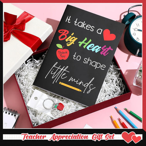 Yinkin Teacher Appreciation Gift Set Teacher Inspirational Notebook and Teacher Keychain with Initial (Initial B Style)