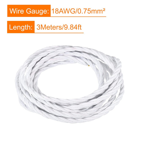 9.8Ft 18/3 MECCANIXITY Twisted Cloth Covered Wire, Cloth Covered Electrical Wire Vintage Industrial Electronic Wire