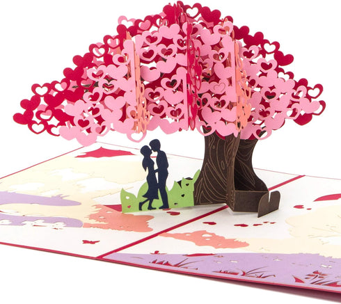 Ribbli Heart Tree Handmade Pop Up Card for Anniversary, Valentines Day, Wedding Gift, Birthday Cards with Envelope
